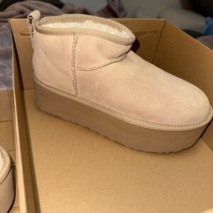 UGG Cream Platform Winter Boots